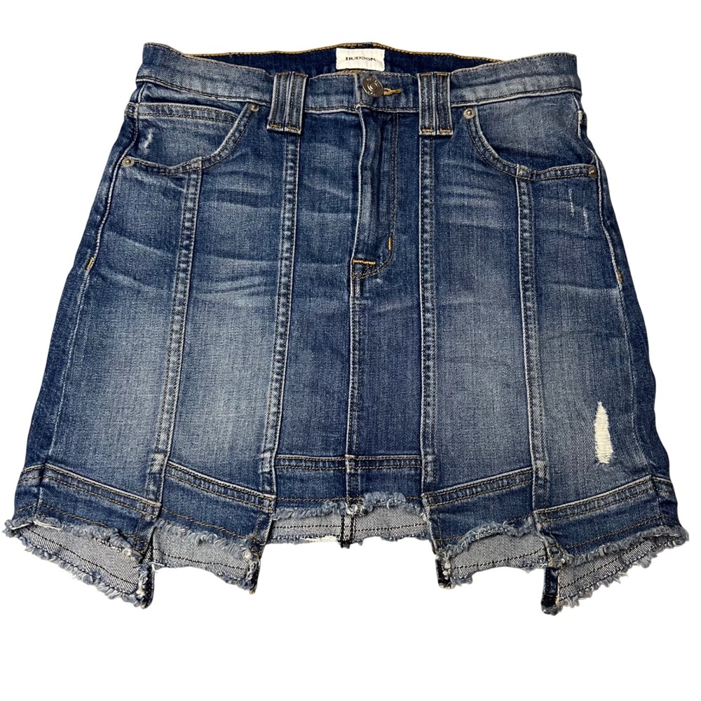 Hudson Jeans Weekender Step Hem Skirt Franz Blue Denim Mini Skirt 26